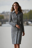 Robe de travail à simple boutonnage gaine grise