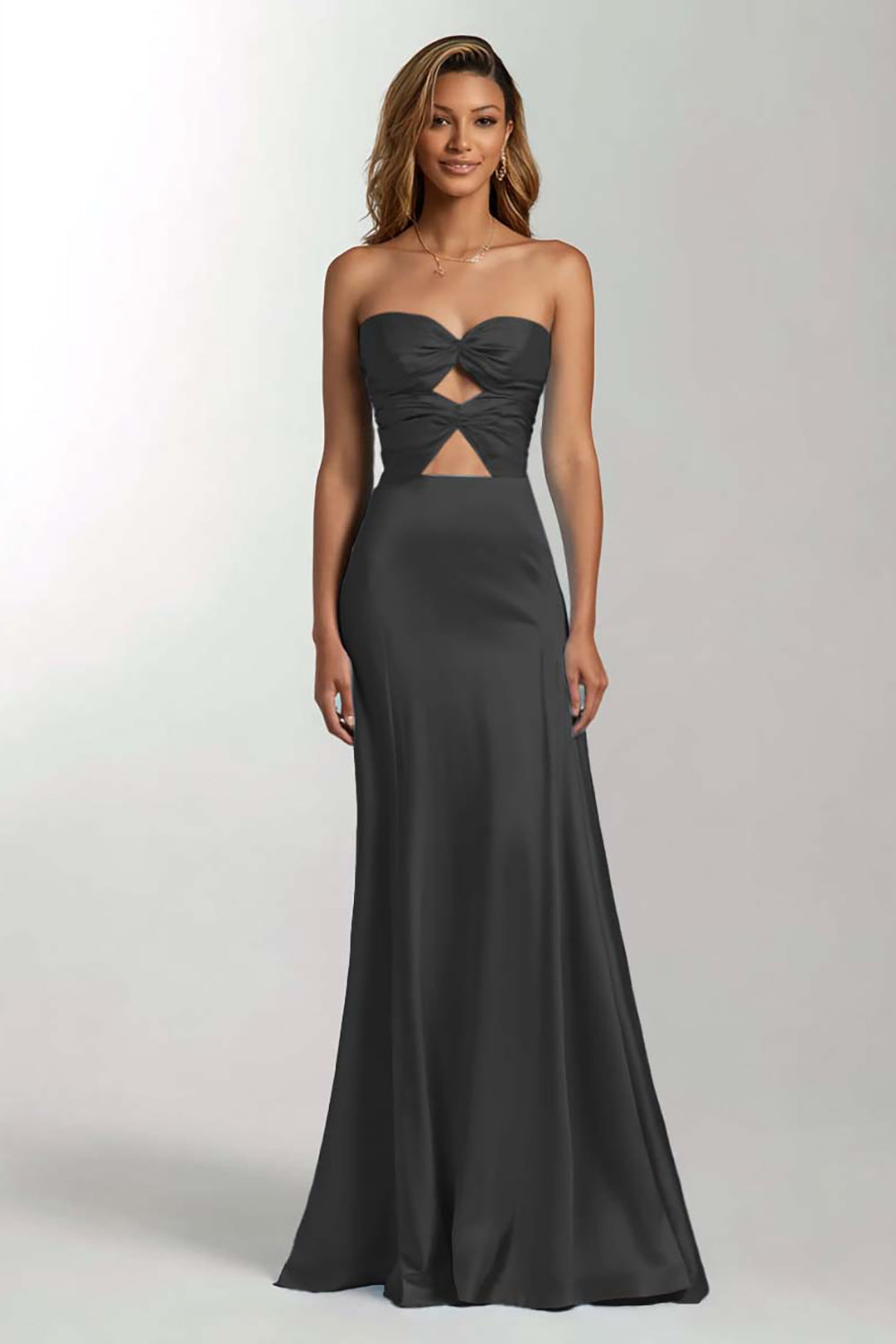 Robe formelle bustier en satin bleu ciel