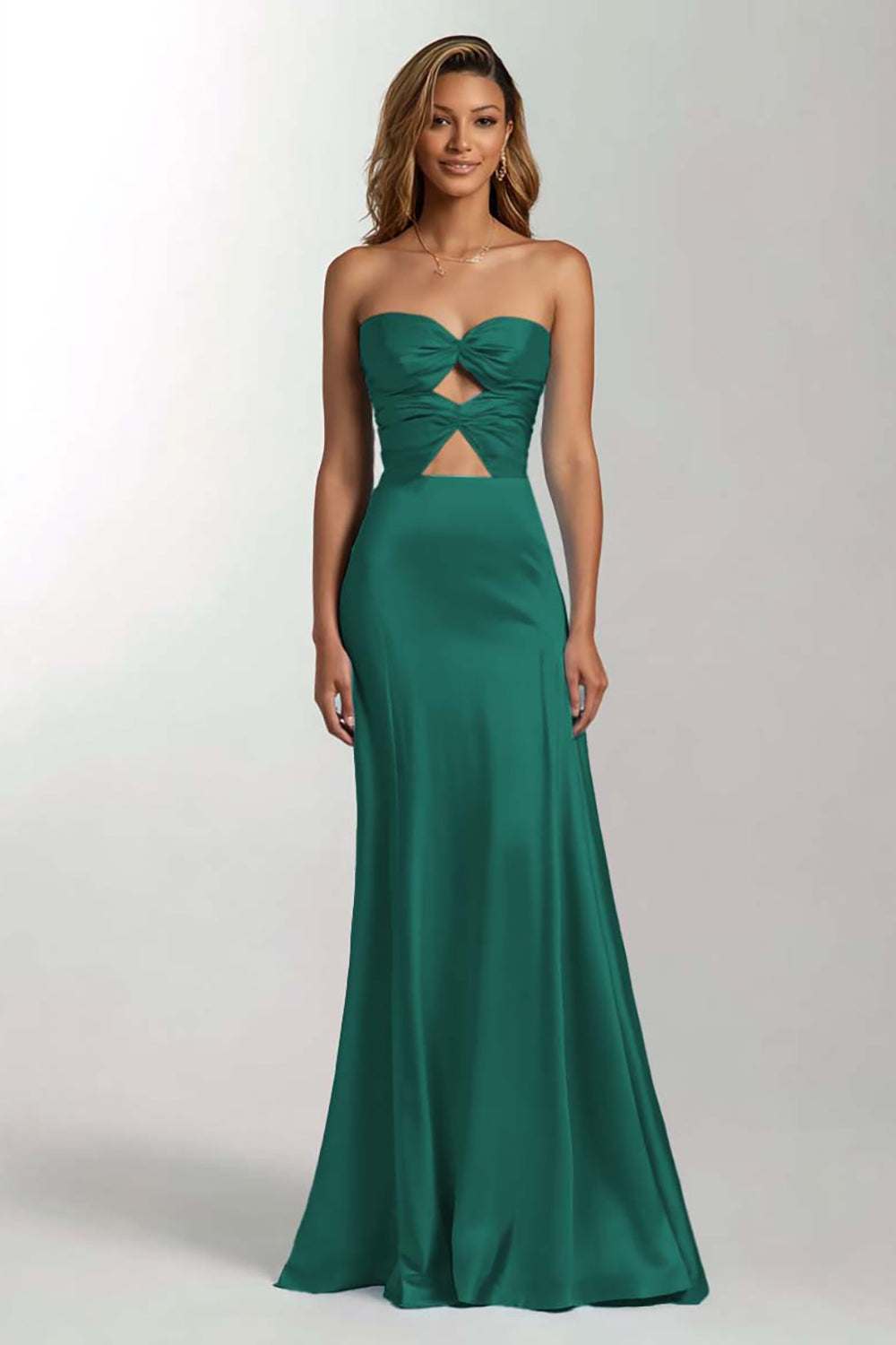 Robe formelle bustier en satin bleu ciel