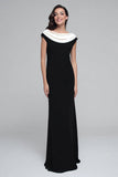 Noir et blanc Robe longue formelle à col bénitier avec manches