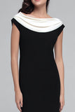 Noir et blanc Robe longue formelle à col bénitier avec manches
