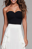 Noir et blanc Une ligne robe longue formelle à volants avec fente