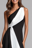 Noir et blanc Une ligne Une épaule longue Robe formelle
