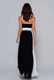 Noir et blanc Robe longue formelle sans bretelles