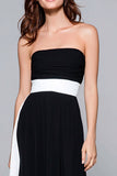 Noir et blanc Robe longue formelle sans bretelles