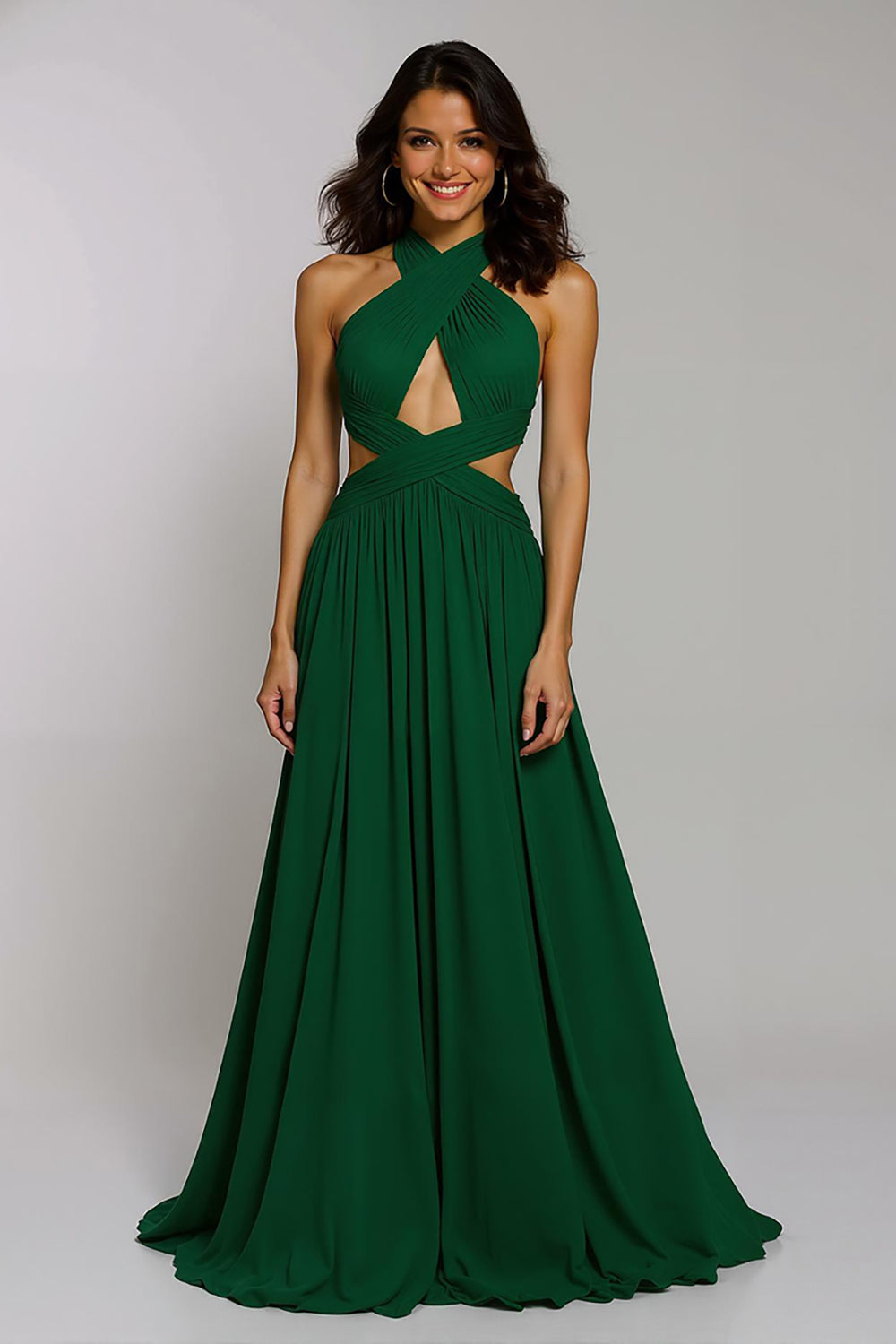 Dos nu vert foncé Une ligne Robe longue formelle dos ouvert