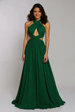 Dos nu vert foncé Une ligne Robe longue formelle dos ouvert