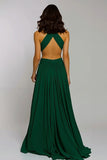 Dos nu vert foncé Une ligne Robe longue formelle dos ouvert