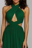 Dos nu vert foncé Une ligne Robe longue formelle dos ouvert