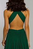Dos nu vert foncé Une ligne Robe longue formelle dos ouvert