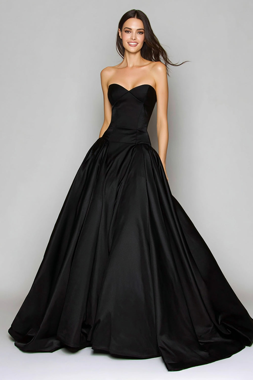 Noir Sweetheart Une Robe Longue Formelle Trapèze