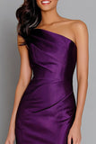 Robe formelle longue à une épaule sirène violette