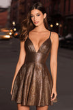 Simple Café Une Ligne Spaghetti Bretelles Robe Courte Homecoming
