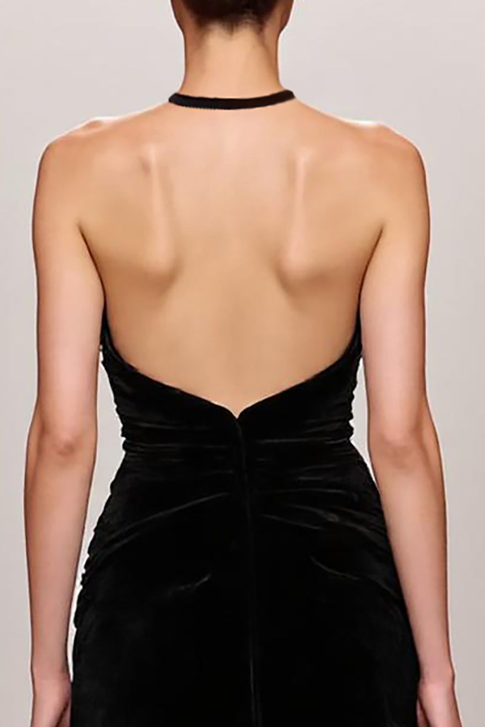 Robe de soirée longue dos nu en velours noir