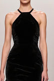 Robe de soirée longue dos nu en velours noir