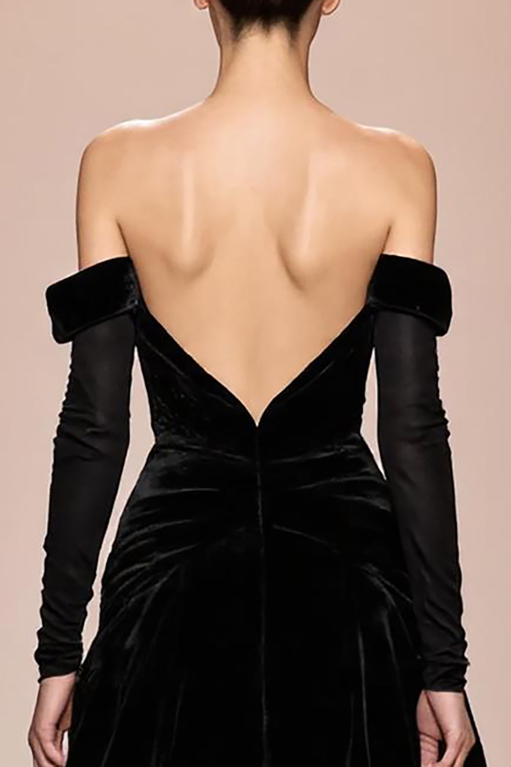 Robe de soirée longue à manches larges en velours noir