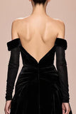 Robe de soirée longue à manches larges en velours noir
