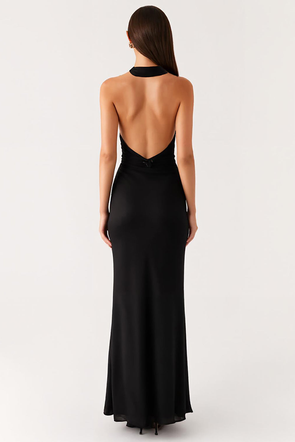 Robe longue noire gaine dos nu noire