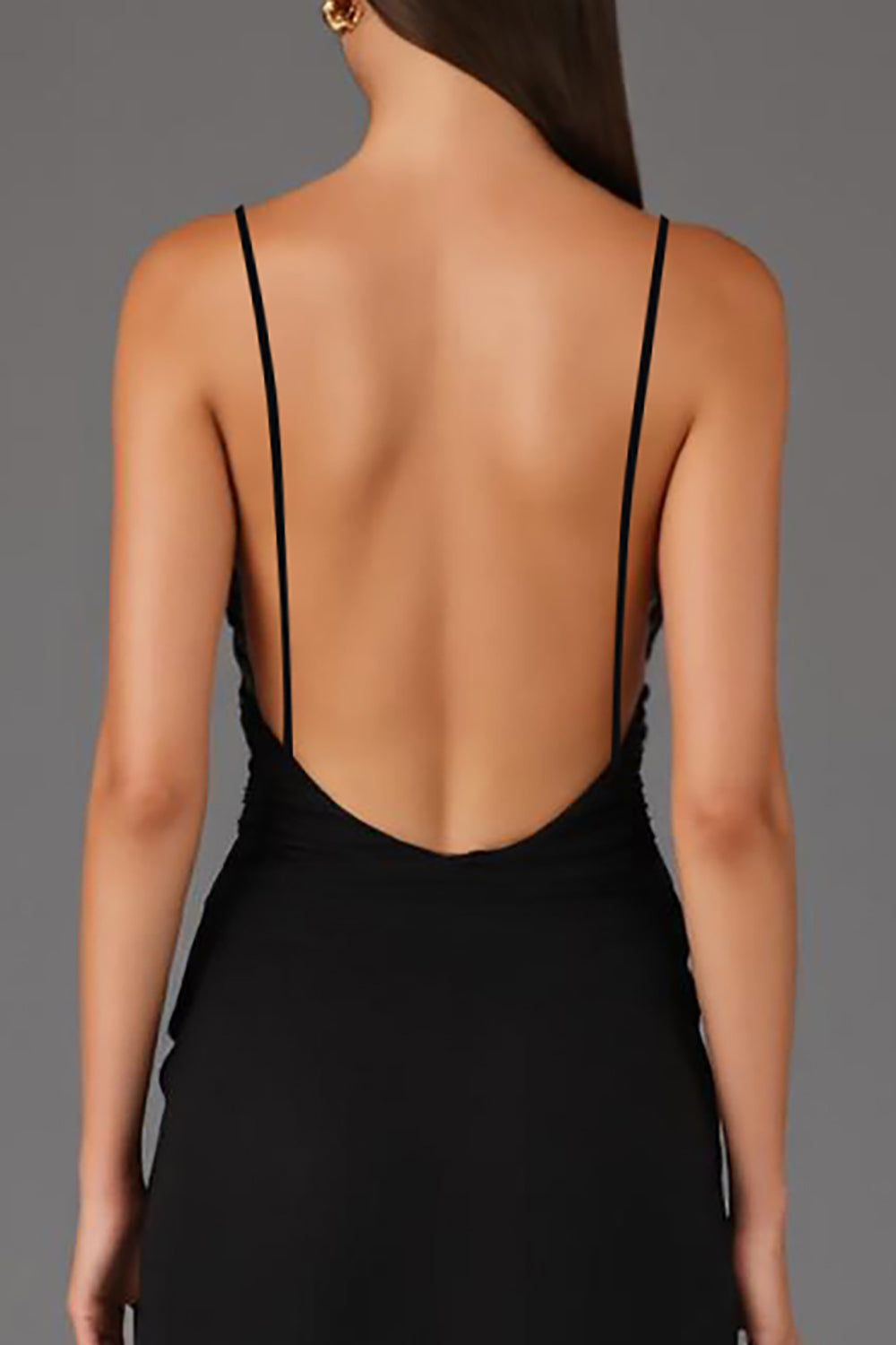 Robe fourreau à bretelles spaghetti noire