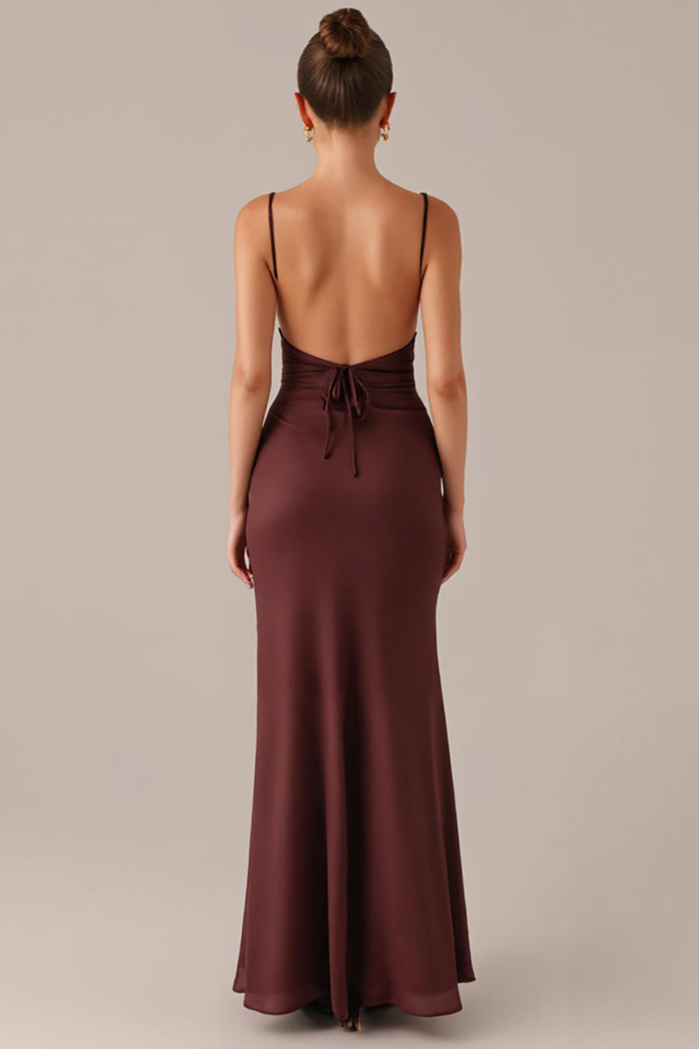 Robe formelle fourreau à bretelles spaghetti prune