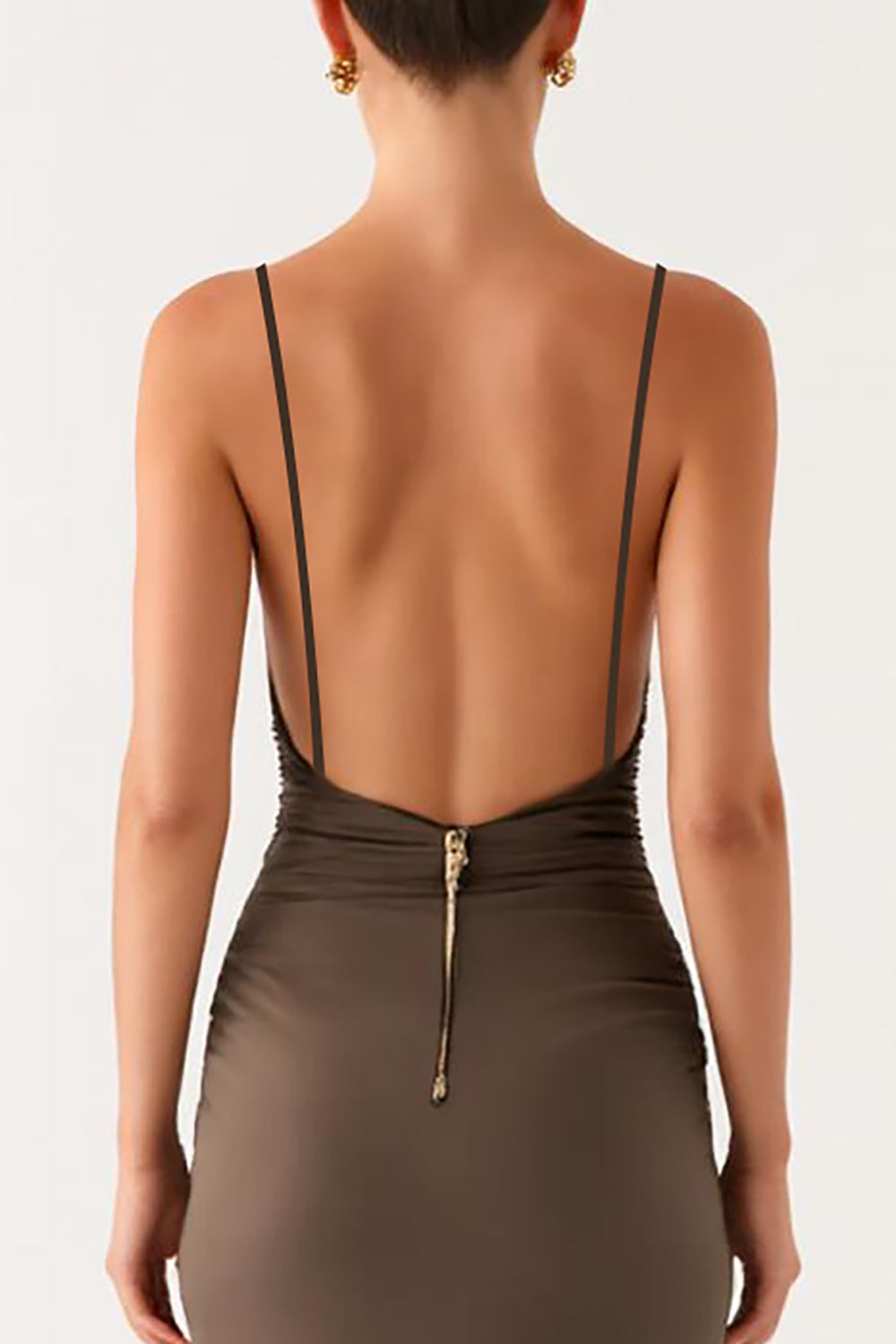 Robe formelle à bretelles spaghetti grises sirène