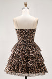 Robe de cocktail corset trapèze en forme de léopard a-ligne Sweetheart