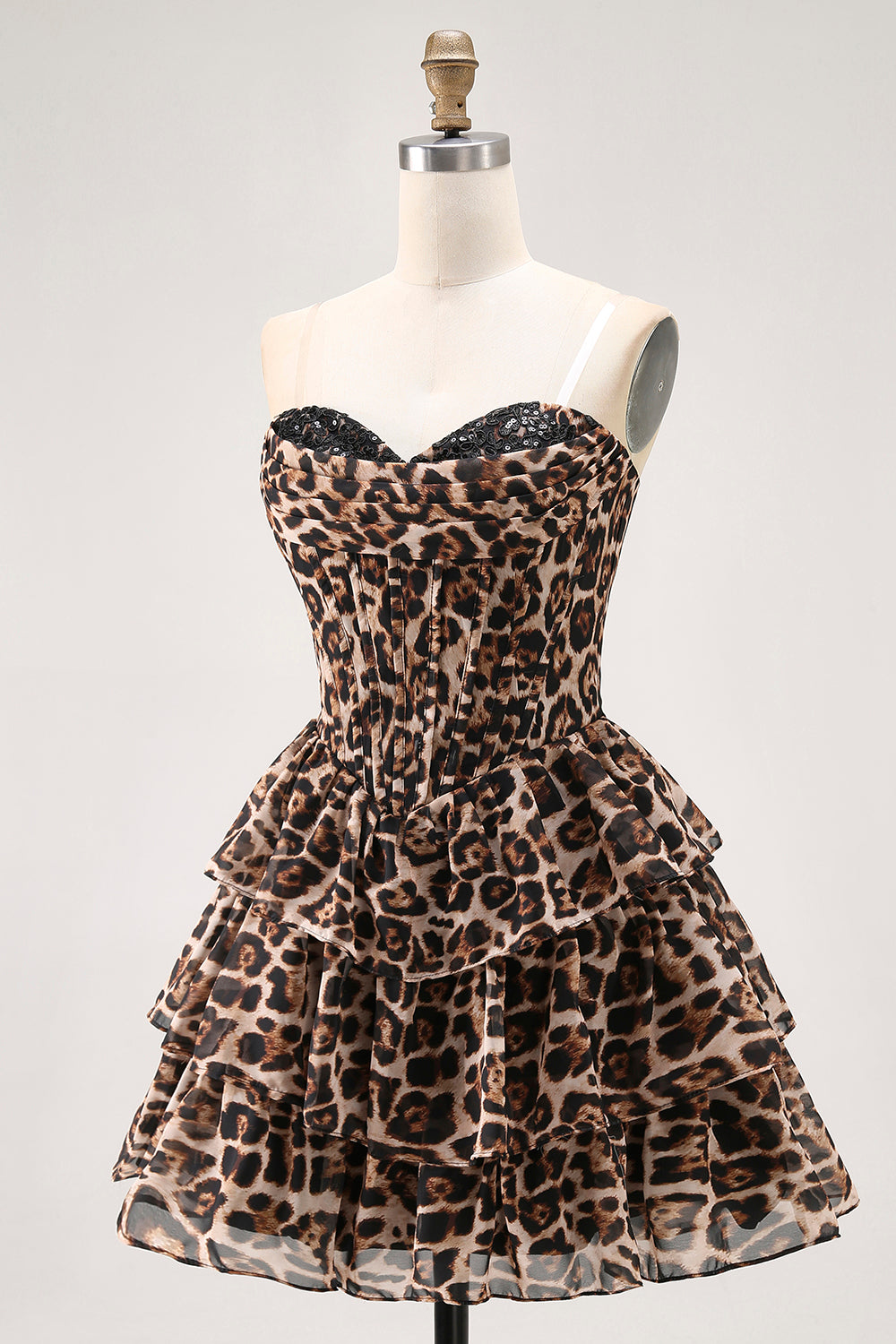 Robe de cocktail corset trapèze en forme de léopard a-ligne Sweetheart