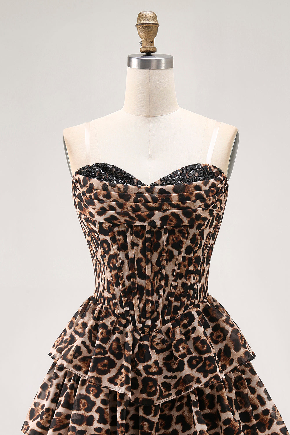 Robe de cocktail corset trapèze en forme de léopard a-ligne Sweetheart