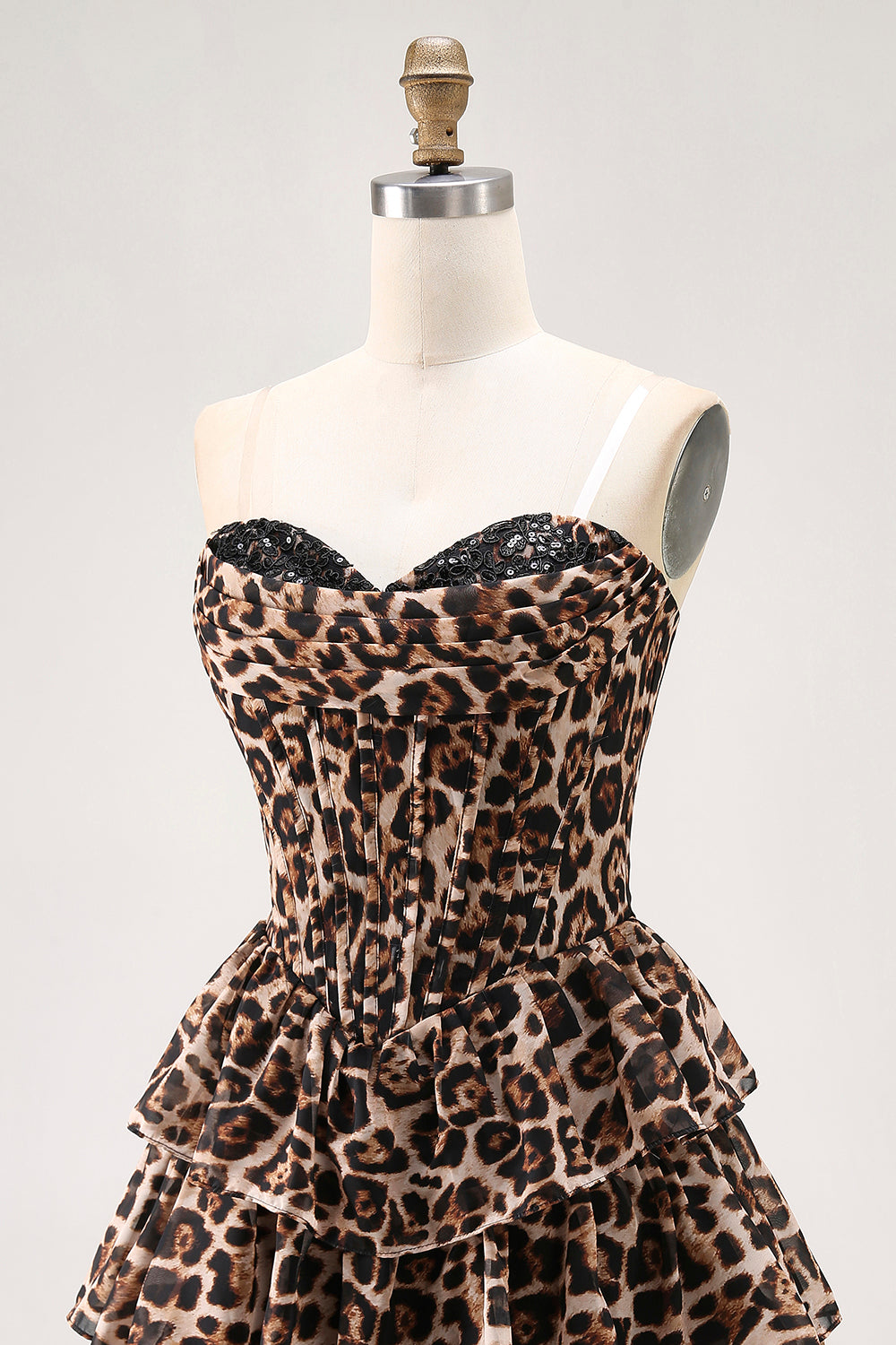 Robe de cocktail corset trapèze en forme de léopard a-ligne Sweetheart