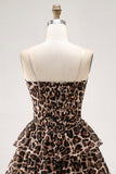 Robe de cocktail corset trapèze en forme de léopard a-ligne Sweetheart