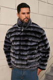 Gris foncé bretelles fausse fourrure short manteau d’hiver pour hommes