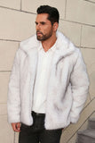 Manteau court d’hiver en fausse fourrure grise pour hommes