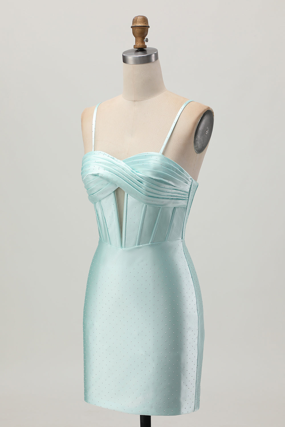 Robe courte De Cocktail perlée corset moulante vert clair