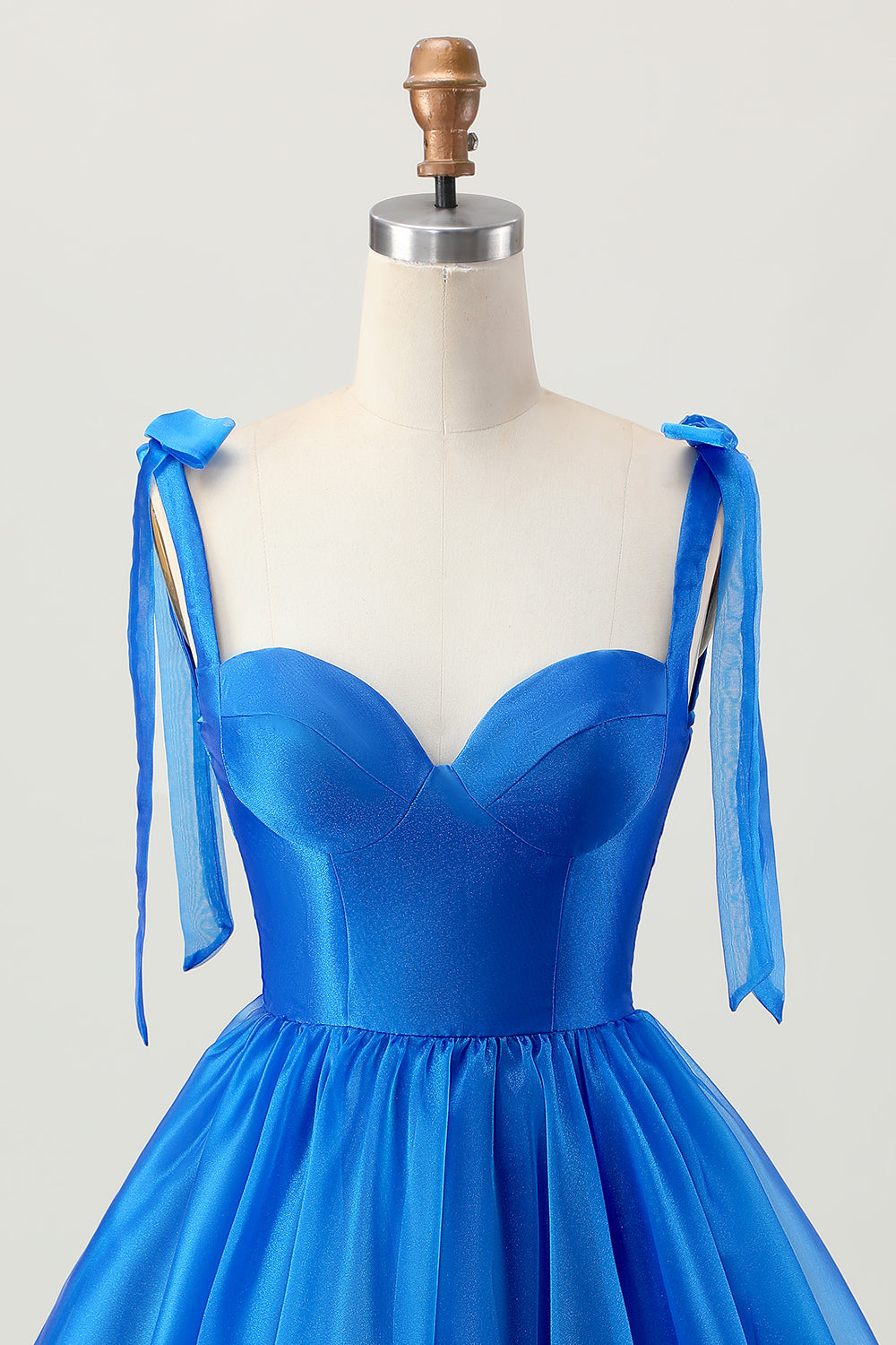 Une ligne Robe de bal à volants à bretelles spaghetti bleu royal