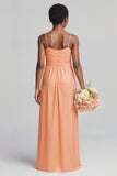 coucher de soleil satin spaghetti bretelles dos nu longue robe de demoiselle d’honneur junior