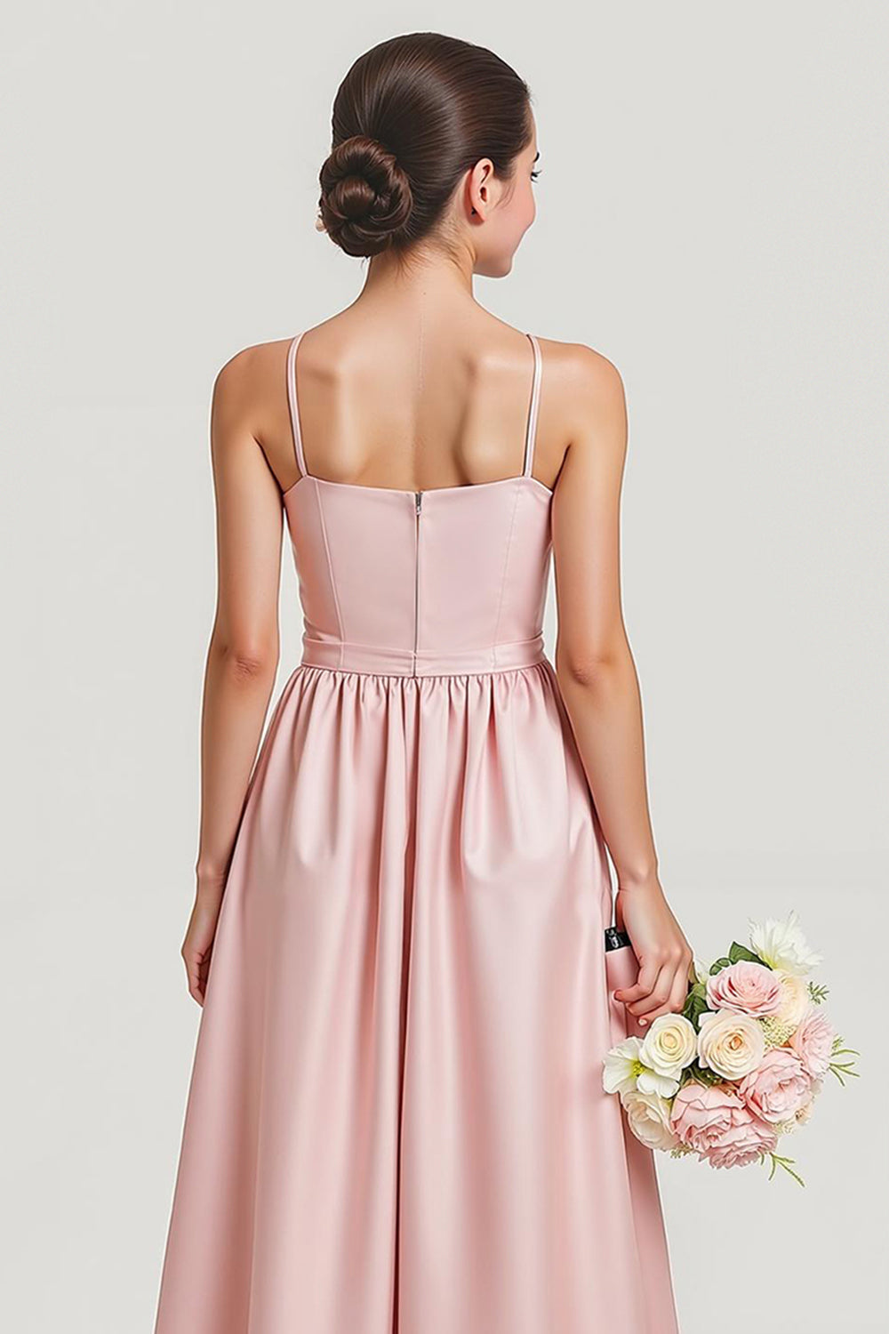 Simple Blush Une Ligne Satin Spaghetti Bretelles Longue Robe de demoiselle d’honneur Junior