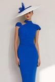 Robe Bleu Royal Dos Nu Fourreau Mousseline De Soie Mère de la Mariée