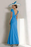 Robe Bateau Bateau Ruched Mère de la Mariée Etablissement Bleu