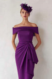 Robe de mère de la mariée à épaule large fourreau vert foncé froncé