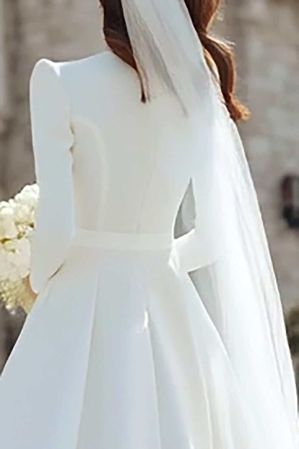Robe midi de fiançailles en satin trapèze ivoire