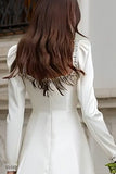 Robe trapèze en satin à encolure carrée ivoire