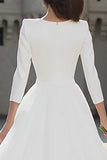 Robe mi-longue trapèze ivoire à col en V