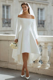 Robe de fiançailles asymétrique ivoire à épaules dénudées