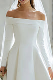 Robe de fiançailles asymétrique ivoire à épaules dénudées