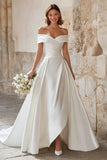 Robe de mariée élégante ivoire une ligne de balayage en satin