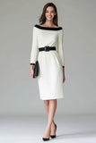 Noir Blanc Off the Shouder Robe de travail midi