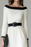 Noir Blanc Off the Shouder Robe de travail midi