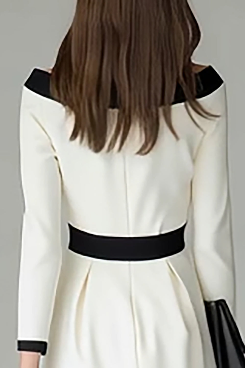 Noir Blanc Off the Shouder Robe de travail midi