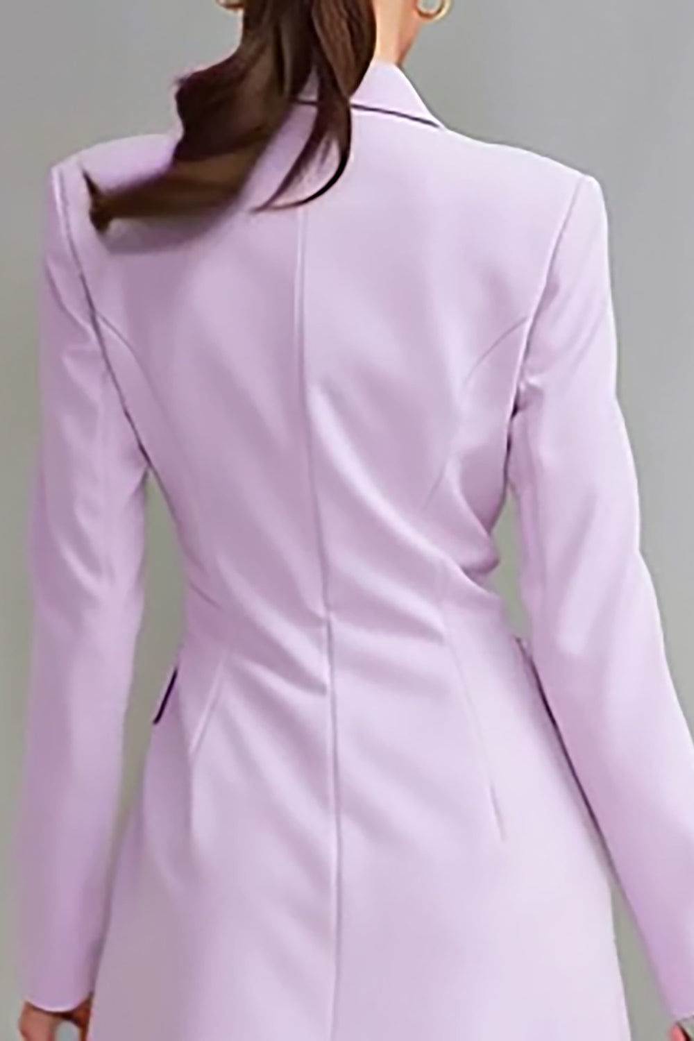 Robe de travail midi en satin lilas à double boutonnage à manches longues