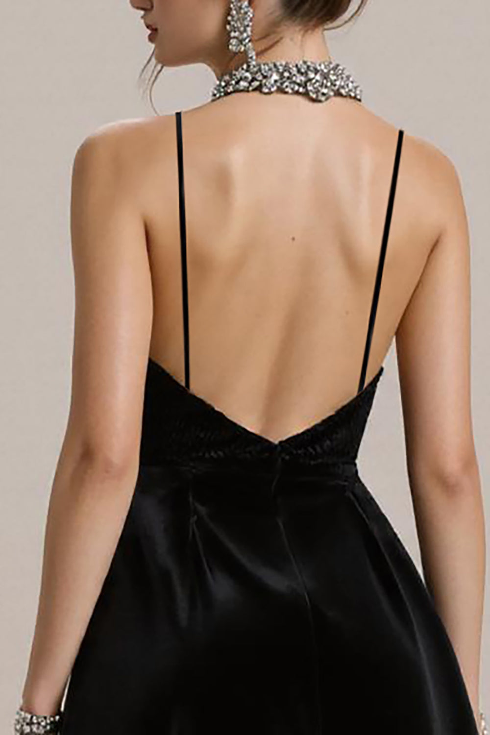 Simple Velours Noir Une Ligne Spaghetti Bretelles Robe De Cocktail Courte Avec Dentelle